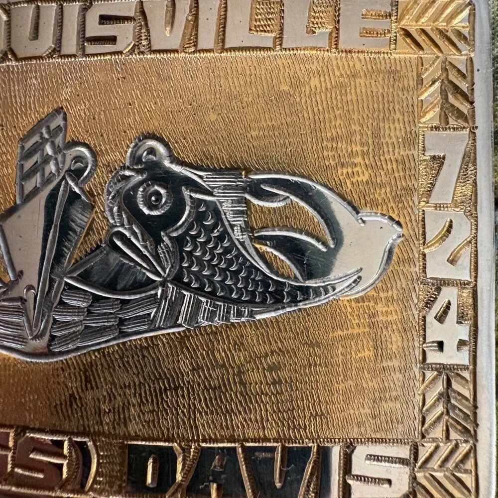 USS Louisville SSN-724 STS2(SS)‎ Davis Belt Buckle Gold & Silver Tone Sub Navy